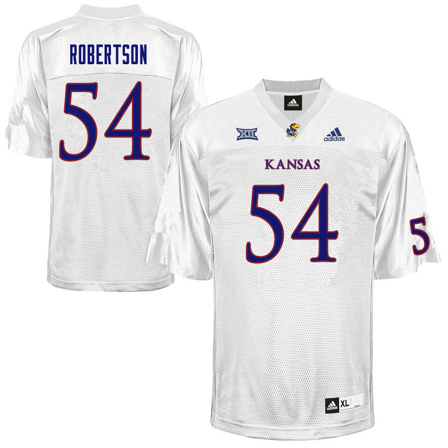 Men #54 Darin Robertson Kansas Jayhawks College Football Jerseys Sale-White - Click Image to Close